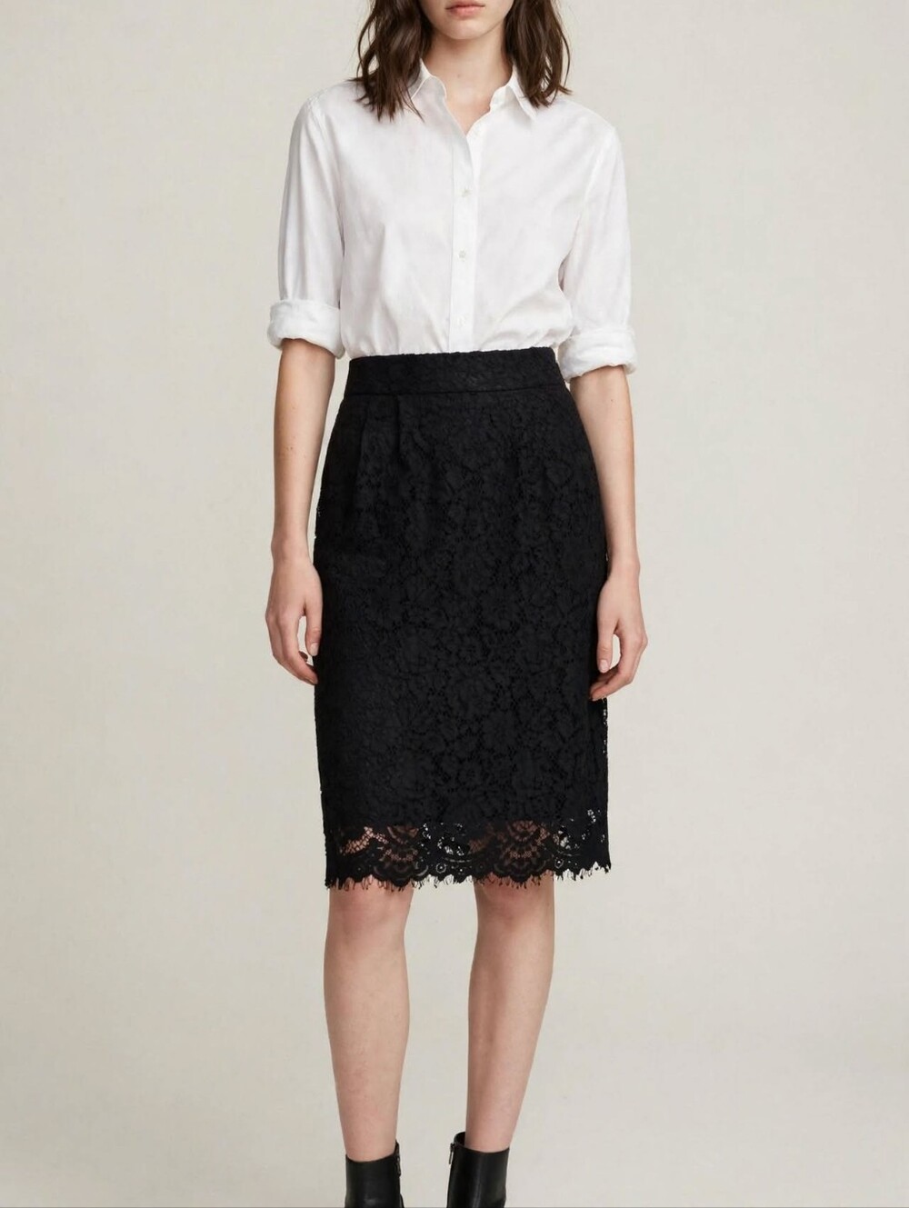 J.Crew Collection Black Austrian Lace Pencil Skirt Size 00 - Style F2666